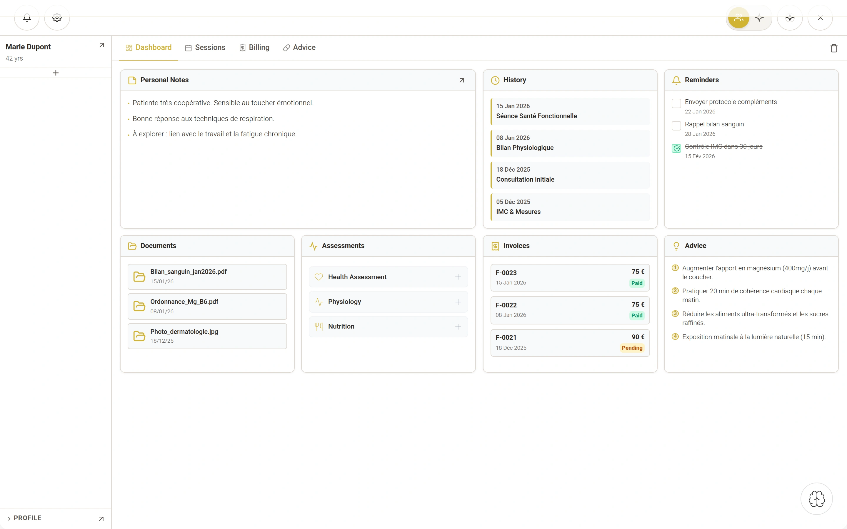 Software preview with demonstration data